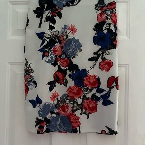 Medium NYC Floral Pencil Skirt - Red and Blue